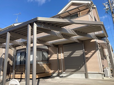 春日井市　角地カーポート施工例