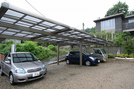 岐阜県多治見市カーポート施工例、三協Uスタイル4台用 多治見市、カーポート三協Uスタイル施工例