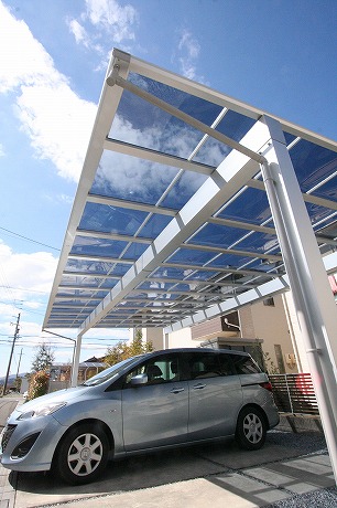 愛知県春日井市カーポート施工例、3台用三協マイリッシュ 春日井市 三協カーポート3台用 マイリッシュ施工例