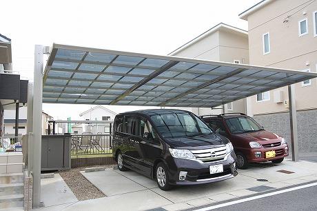 愛知県瀬戸市カーポート施工例、シコクマイポート 愛知県、カーポート3台用施工例 シコク
